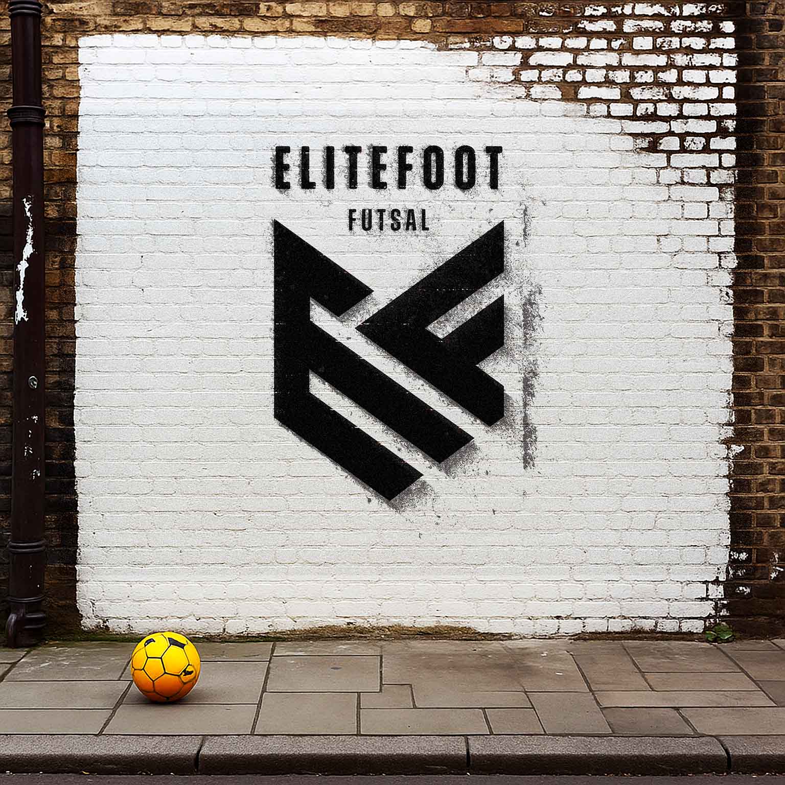 Elitefoot logo on a wall.